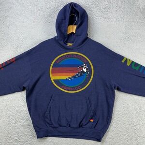 Aviator Nation Sweatshirt Hoodie Men Medium Blue Graphic Long Sleeve Pocket Logo